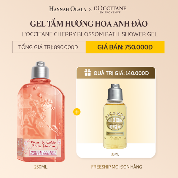  DEAL 1B: GEL TẮM HƯƠNG HOA ANH ĐÀO L'OCCITANE CHERRY BLOSSOM BATH SHOWER GEL 250ML 