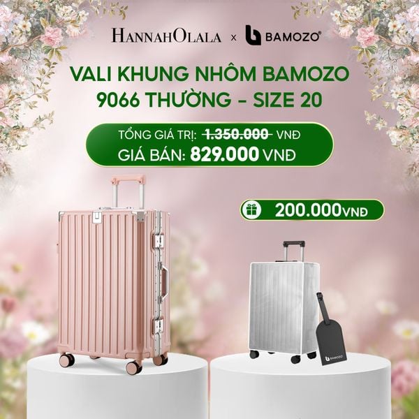  E1509_DEAL 3: VALI BAMOZO KHUNG NHÔM 9066 BẢN THƯỜNG (TẶNG BỌC VALI TRONG SUỐT + TAG HÀNH LÝ DA) 