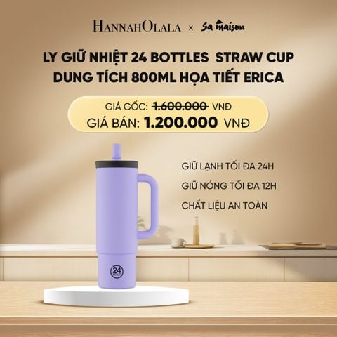 DEAL 2: LY GIỮ NHIỆT 24 BOTTLES STRAW CUP DUNG TÍCH 800ML HỌA TIẾT 
