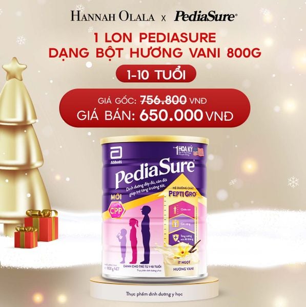  A192_DEAL 1: 1 LON PEDIASURE DẠNG BỘT HƯƠNG VANI 800G 