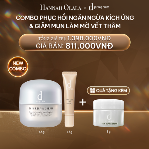  DEAL 12: COMBO KEM DƯỠNG ẨM VÀ PHỤC HỒI DA & KEM TRỊ MỤN D PROGRAM SKIN REPAIR CREAM 45G + ACNE CARE ESSENCE 15G 