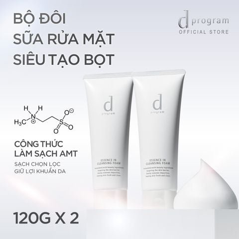  M59_DEAL 3: BỘ SỮA RỬA MẶT TẠO BỌT DƯỠNG DA DPROGRAM ESSENCE IN CLEANSING FOAM 120G X2 