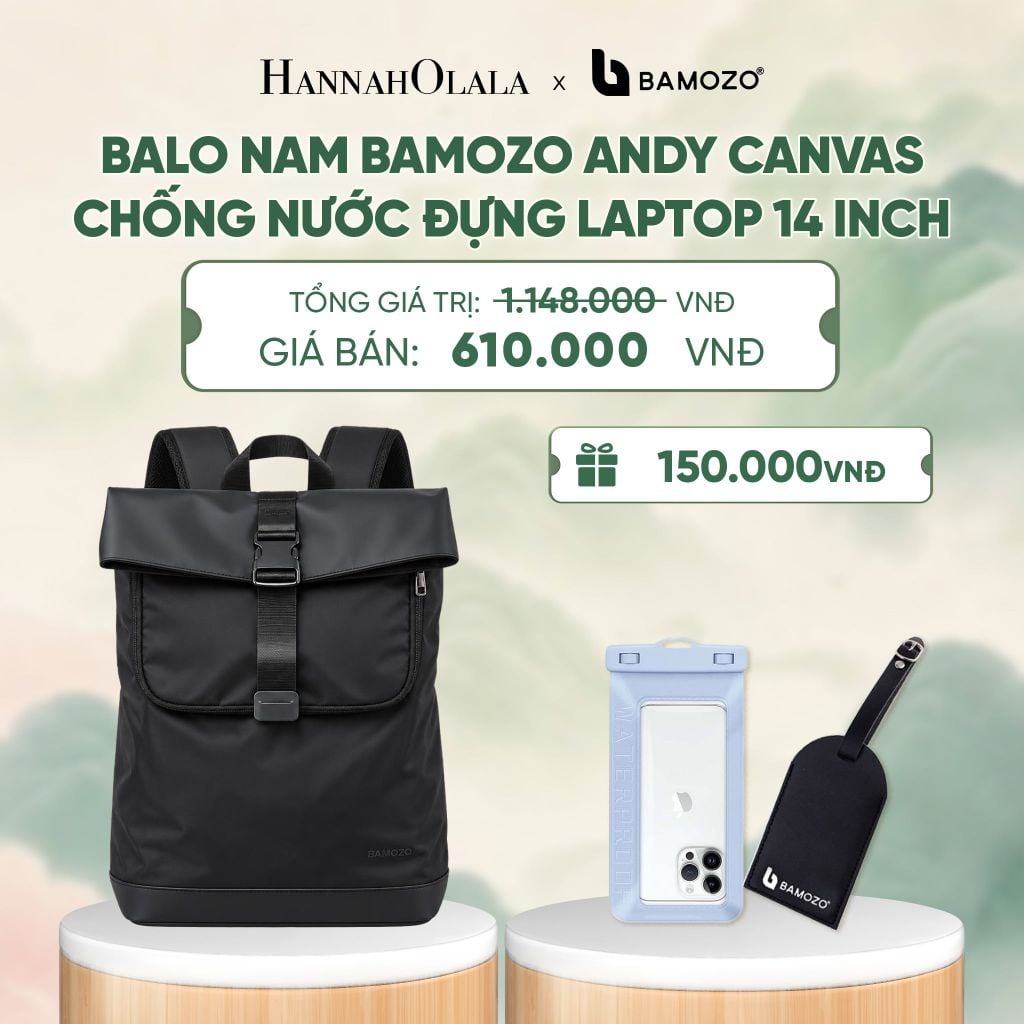  BALO NAM BAMOZO ROAM CHỐNG NƯỚC ĐỰNG LAPTOP 16 INCH, BALO ĐI LÀM CÔNG SỞ DU LỊCH CAO CẤP (TAG THẺ DA CHỐNG THẤT LẠC + TÚI ĐỰNG ĐIỆN THOẠI CHỐNG NƯỚC) - A721 