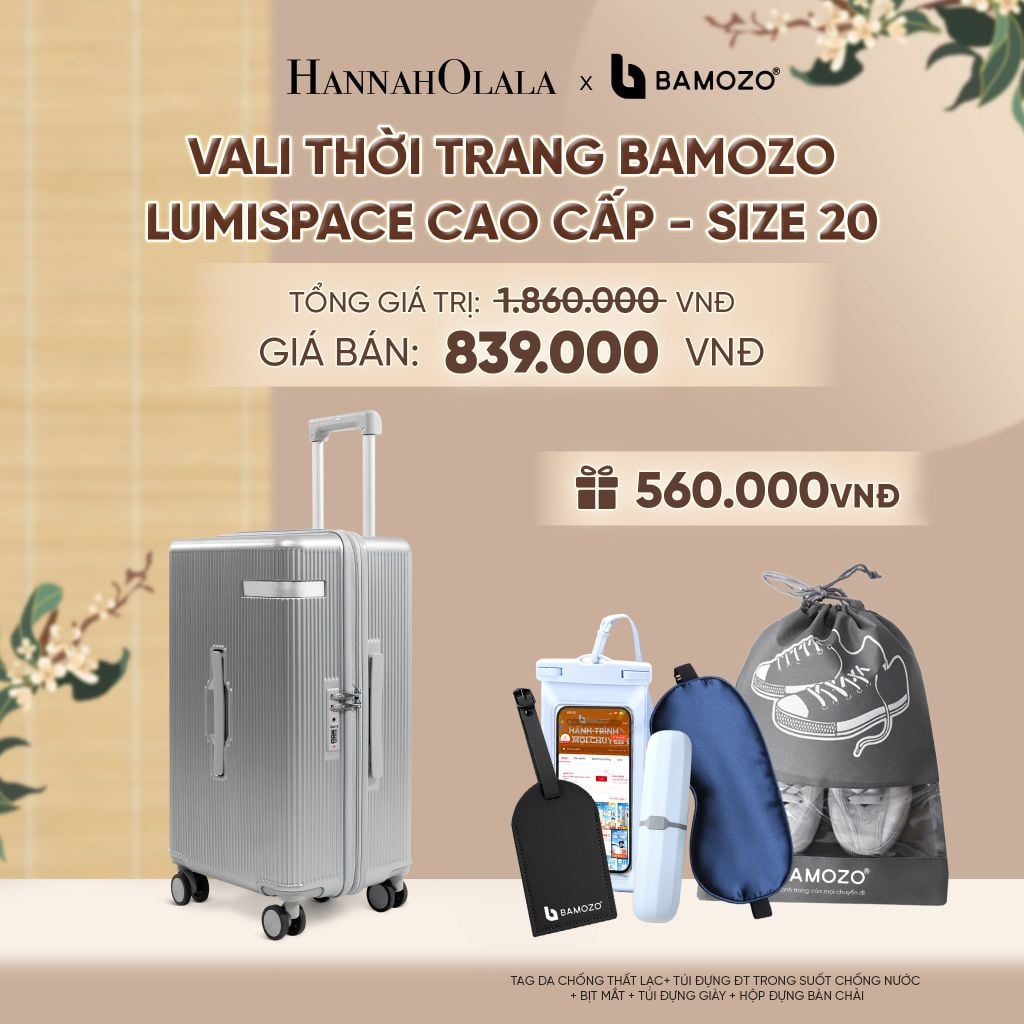  VALI BAMOZO LUMISPACE CAO CẤP (TẶNG TAG VALI DA + TÚI ĐỰNG ĐT CHỐNG NƯỚC + TÚI ĐỰNG GIÀY + HỘP ĐỰNG BÀN CHẢI + BỊT MẮT) - A2451 