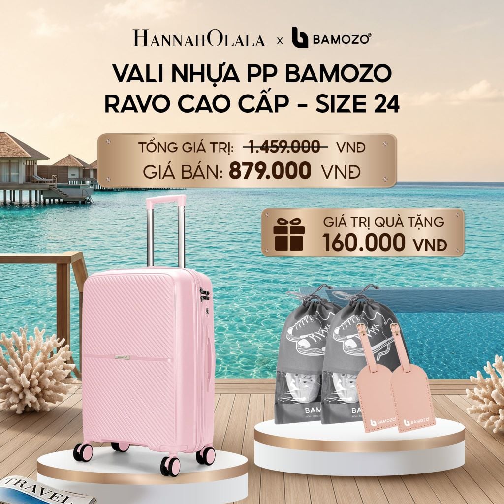  VALI BAMOZO RAVO NHỰA PP CAO CẤP CHỐNG VỠ (TẶNG 2 THẺ TAG DA CHỐNG THẤT LẠC, 2 TÚI ĐỰNG GIÀY XÁM)_ D1973 
