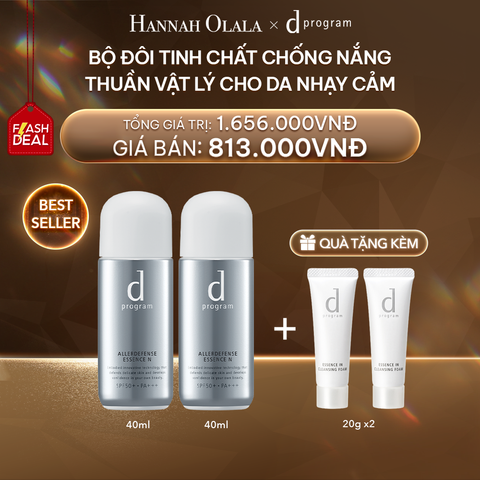  DEAL 4: [FLASHSALE] BỘ ĐÔI TINH CHẤT CHỐNG NẮNG KIỀM DẦU AN TOÀN CHO DA NHẠY CẢM D PROGRAM ALLERDEFENSE ESSENCE 40ML 