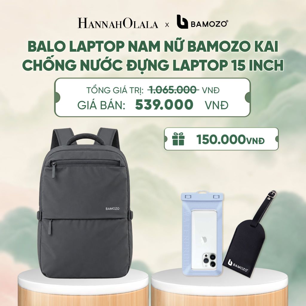  BALO LAPTOP NAM NỮ BAMOZO KAI CHỐNG NƯỚC ĐỰNG LAPTOP 15 INCH, BALO ĐI LÀM CÔNG SỞ CAO CẤP (TAG THẺ DA CHỐNG THẤT LẠC + TÚI ĐỰNG ĐIỆN THOẠI CHỐNG NƯỚC) - A735 