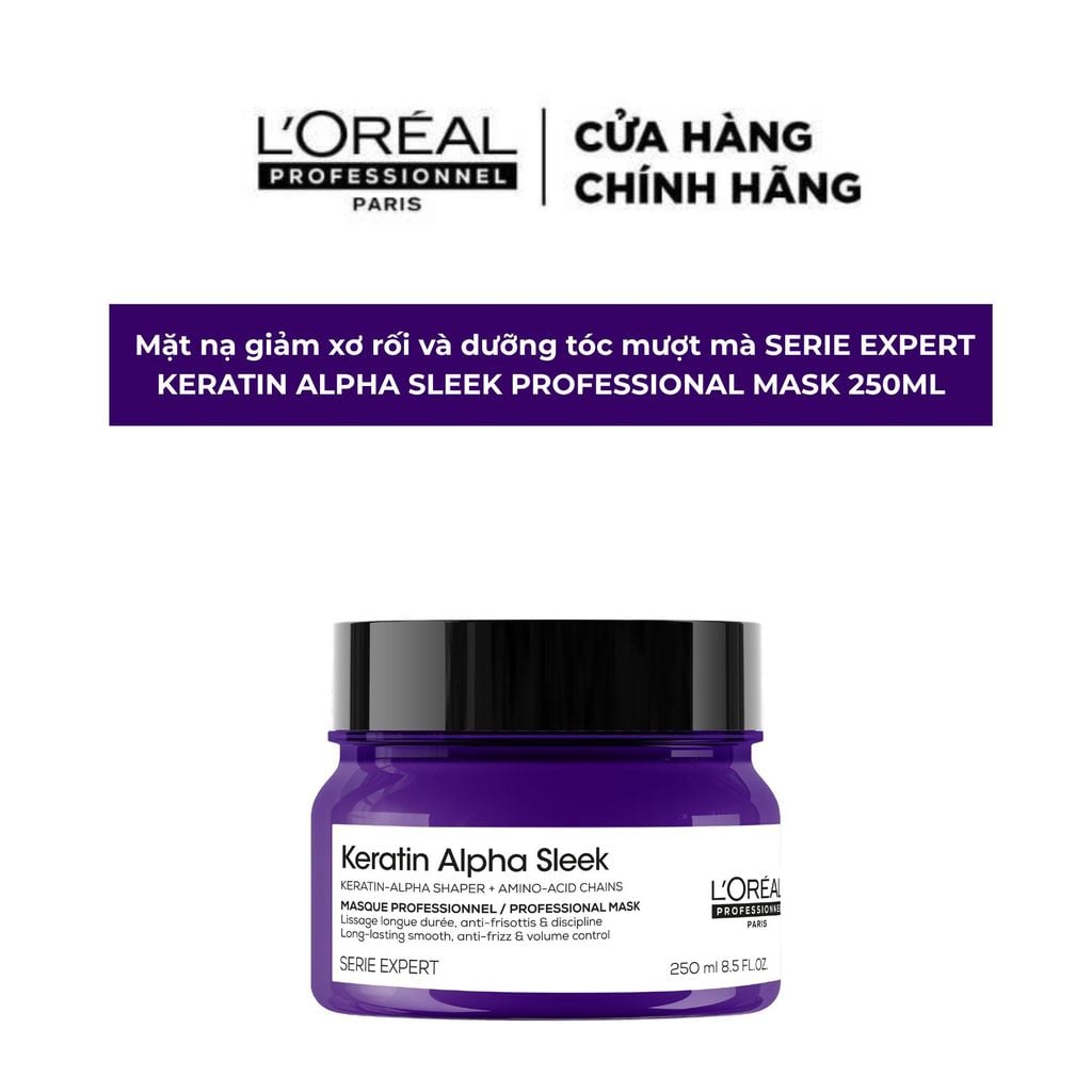  MẶT NẠ GIẢM XƠ RỐI VÀ DƯỠNG TÓC MƯỢT MÀ SERIE EXPERT KERATIN ALPHA SLEEK PROFESSIONAL MASK 250ML  - L046 