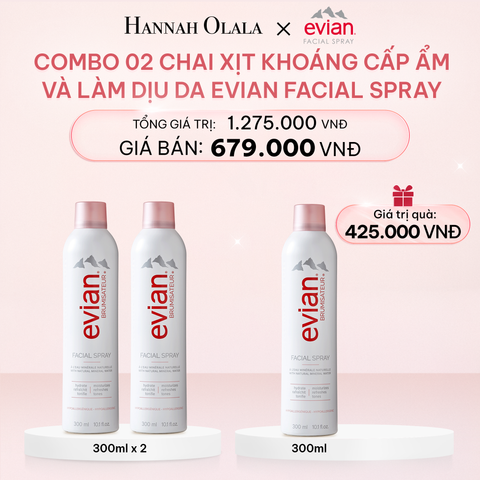 E915_DEAL 1: COMBO 2 CHAI XỊT KHOÁNG CẤP ẨM, LÀM DỊU DA EVIAN FACIAL SPRAY 300ML 