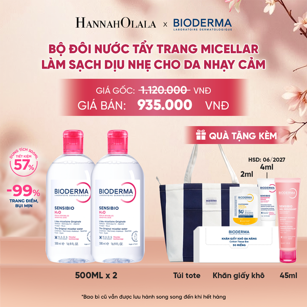  BỘ ĐÔI NƯỚC TẨY TRANG MICELLAR LÀM SẠCH DỊU NHẸ CHO DA NHẠY CẢM - A255 