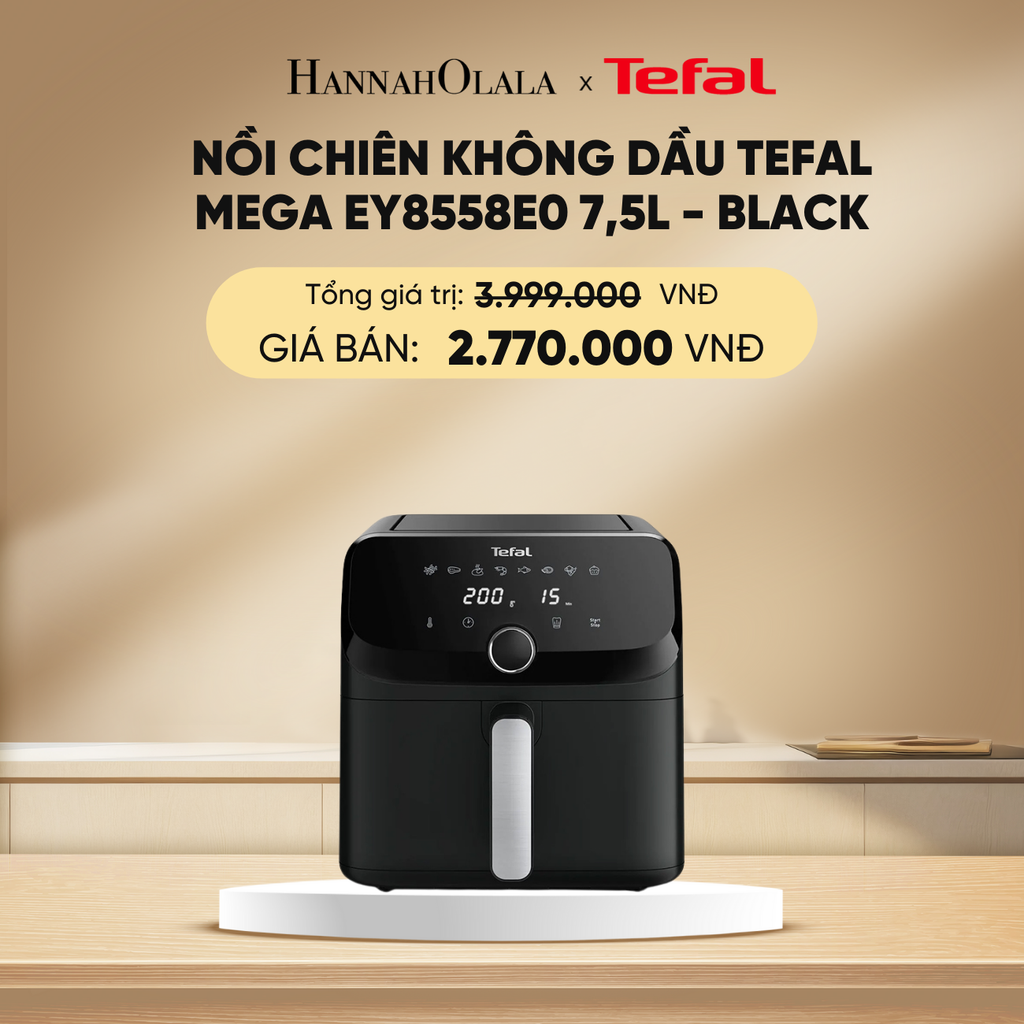  DEAL 1.1: NỒI CHIÊN KHÔNG DẦU TEFAL MEGA EY8558E0 7.5L - BLACK 