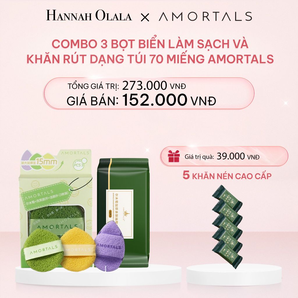  E699_DEAL 1: COMBO 3 BỌT BIỂN LÀM SẠCH VÀ KHĂN RÚT DẠNG TÚI 70 MIẾNG AMORTALS 
