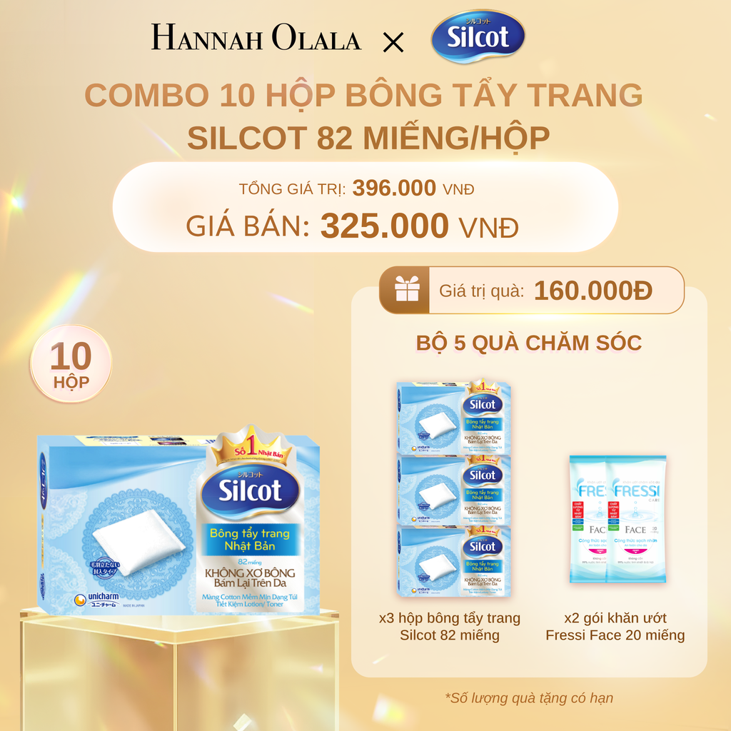  C202_DEAL 1: COMBO 10 HỘP BÔNG TRANG ĐIỂM (BÔNG TẨY TRANG) SILCOT 82 MIẾNG/HỘP 