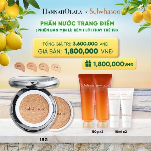  PHẤN NƯỚC TRANG ĐIỂM MỊN LÌ 24H (KÈM LÕI THAY THẾ) SULWHASOO PERFECTING CUSHION 15GX2 