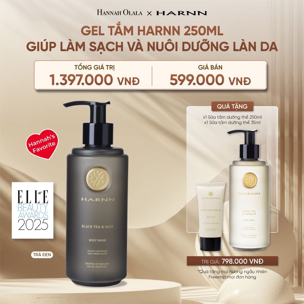  DEAL 1: [MUA 1 TẶNG 1] GEL TẮM HARNN 250ML GIÚP LÀM SẠCH VÀ NUÔI DƯỠNG LÀN DA 