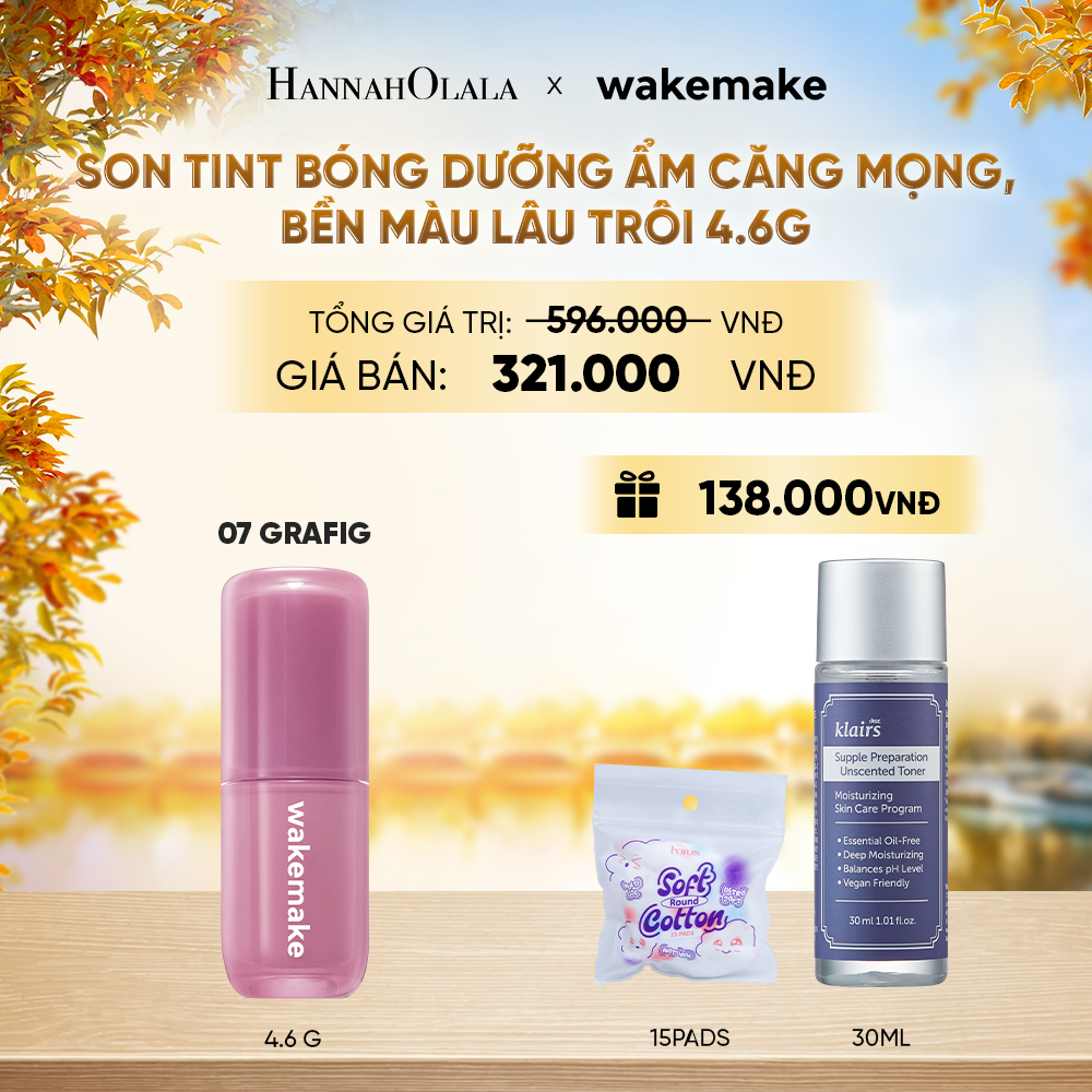  SON TINT BÓNG WAKEMAKE WATERFUL GLOW TINT DƯỠNG ẨM CĂNG MỌNG, BỀN MÀU LÂU TRÔI - E532 