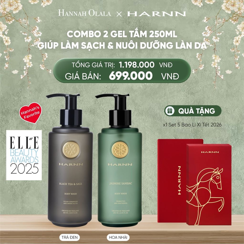  DEAL 1: [TẶNG SET 5 BAO LÌ XÌ HARNN] COMBO 2 GEL TẮM HARNN 250ML GIÚP LÀM SẠCH VÀ NUÔI DƯỠNG LÀN DA 