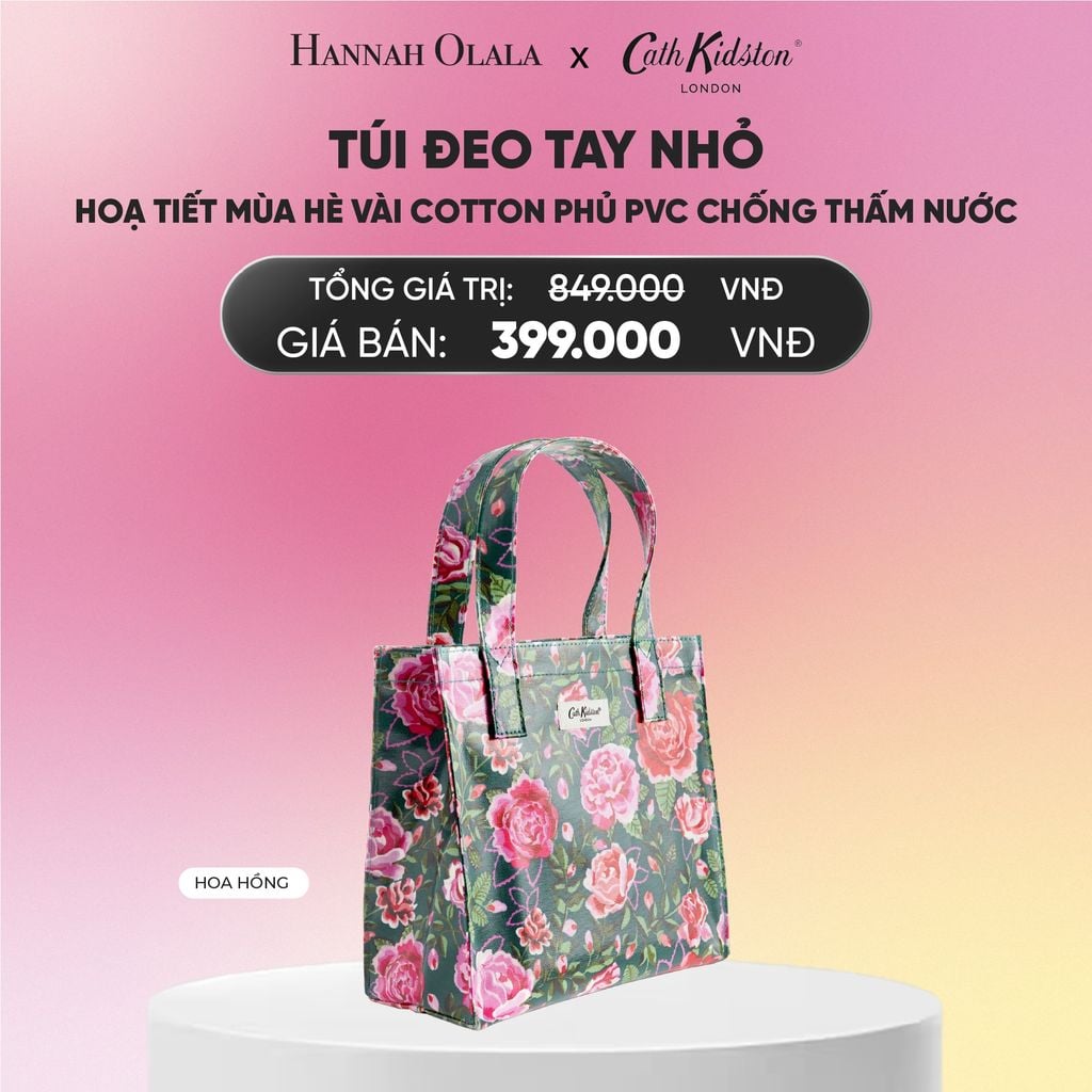  TÚI ĐEO TAY NHỎ CATH KIDSTON HOẠ TIẾT MÙA HÈ VÀI COTTON PHỦ PVC CHỐNG THẤM NƯỚC_A1964 