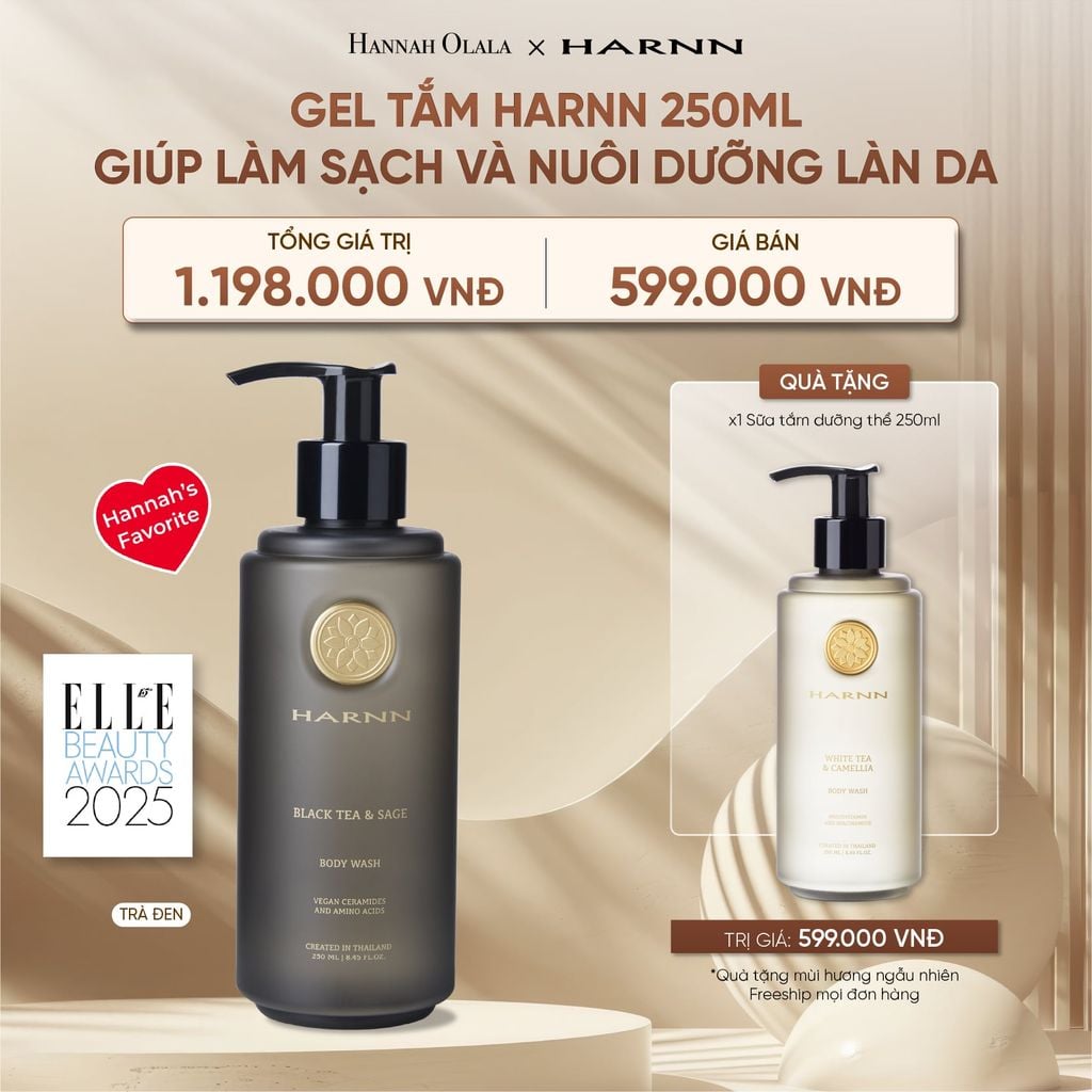  DEAL 28: [MUA 1 TẶNG 1] GEL TẮM HARNN 250ML GIÚP LÀM SẠCH VÀ NUÔI DƯỠNG LÀN DA 