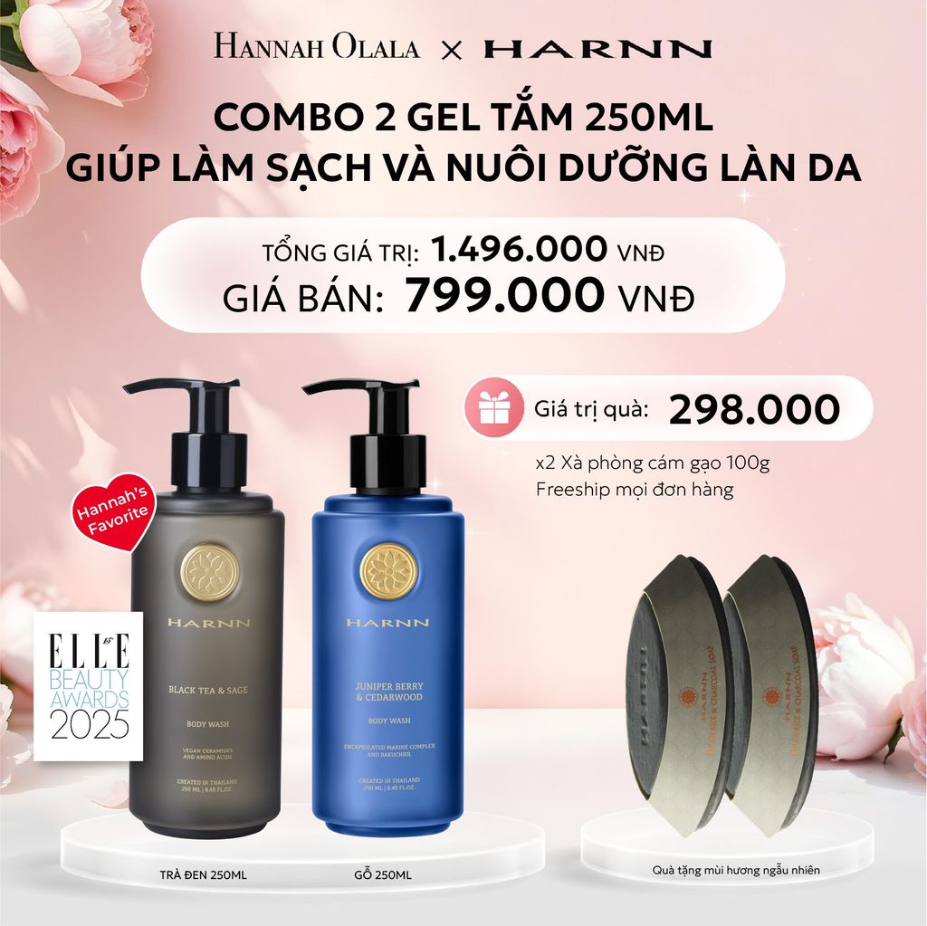  E998: DEAL 1: COMBO 2 GEL TẮM HARNN 250ML GIÚP LÀM SẠCH VÀ NUÔI DƯỠNG LÀN DA 