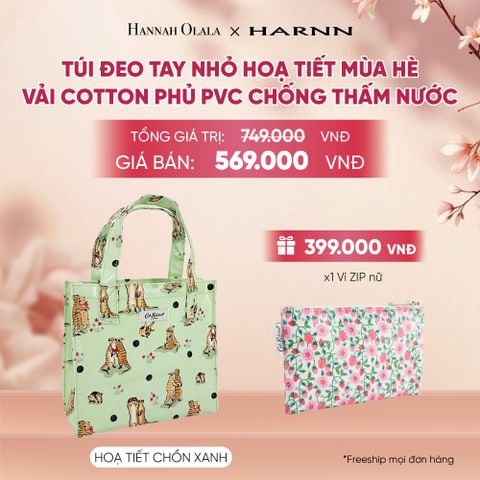  TÚI ĐEO TAY NHỎ CATH KIDSTON HOẠ TIẾT MÙA HÈ VÀI COTTON PHỦ PVC CHỐNG THẤM NƯỚC - A1513 