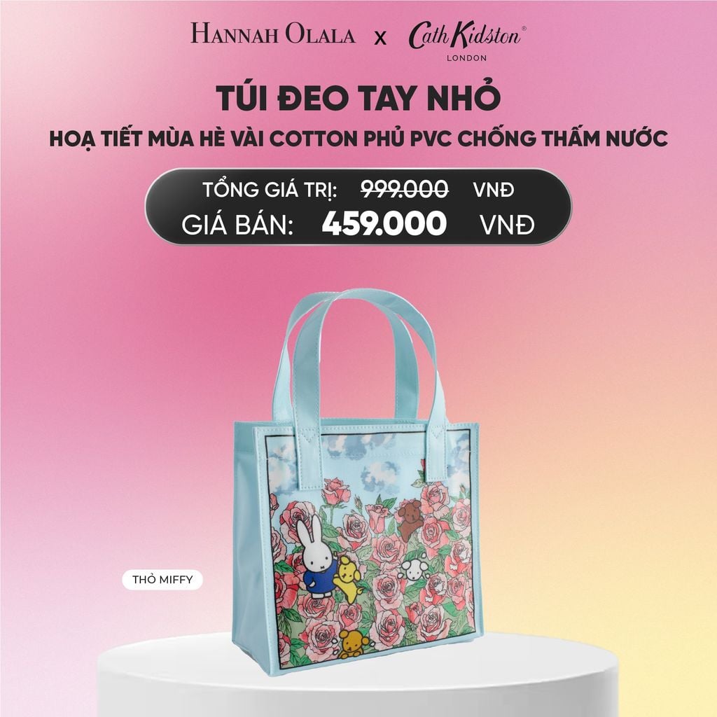  TÚI ĐEO TAY NHỎ CATH KIDSTON HOẠ TIẾT MÙA HÈ VÀI COTTON PHỦ PVC CHỐNG THẤM NƯỚC_A1964 