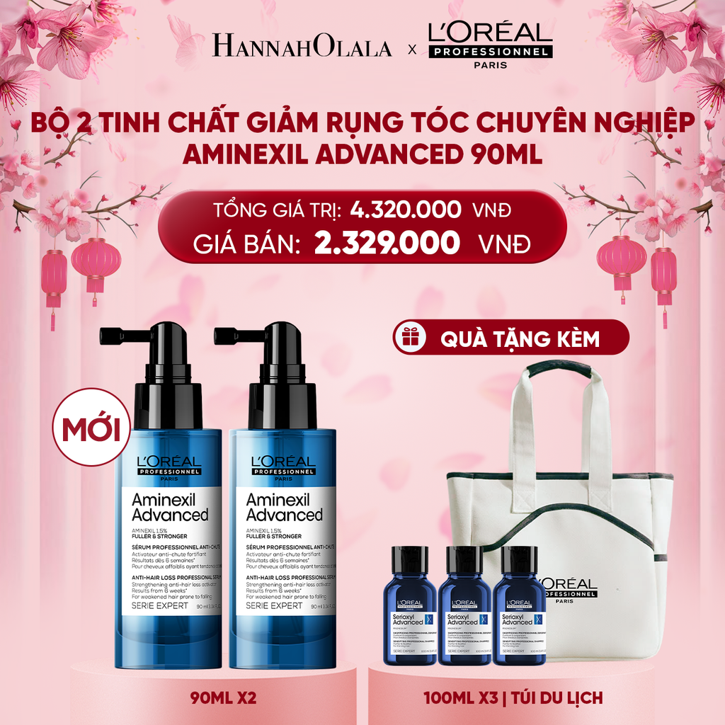  DEAL 11: [SẢN PHẨM MỚI] BỘ 2 TINH CHẤT XỊT GIẢM RỤNG TÓC CHUYÊN NGHIỆP L'ORÉAL PROFESSIONNEL AMINEXIL ADVANCED 90ml 