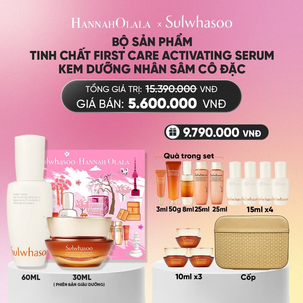  BỘ SẢN PHẨM TINH CHẤT FIRST CARE ACTIVATING SERUM 60ML VÀ KEM DƯỠNG NHÂN SÂM CÔ ĐẶC 30ML [PHIÊN BẢN GIÀU DƯỠNG]_A450 