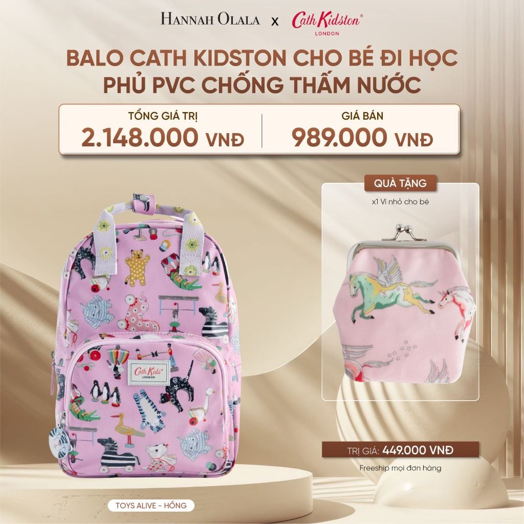  DEAL 1: BALO CATH KIDSTON CHO BÉ ĐI HỌC PHỦ PVC CHỐNG THẤM NƯỚC 