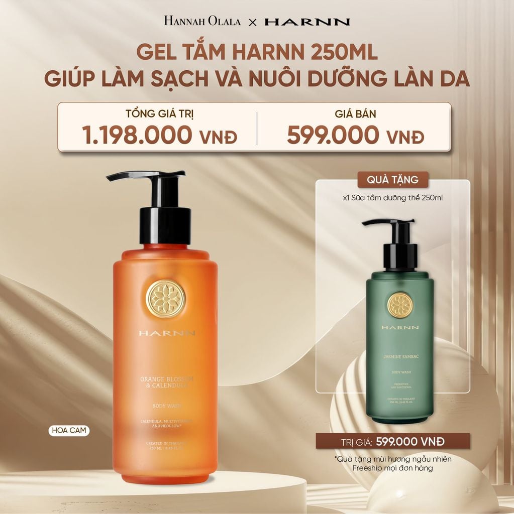  DEAL 28: [MUA 1 TẶNG 1] GEL TẮM HARNN 250ML GIÚP LÀM SẠCH VÀ NUÔI DƯỠNG LÀN DA 