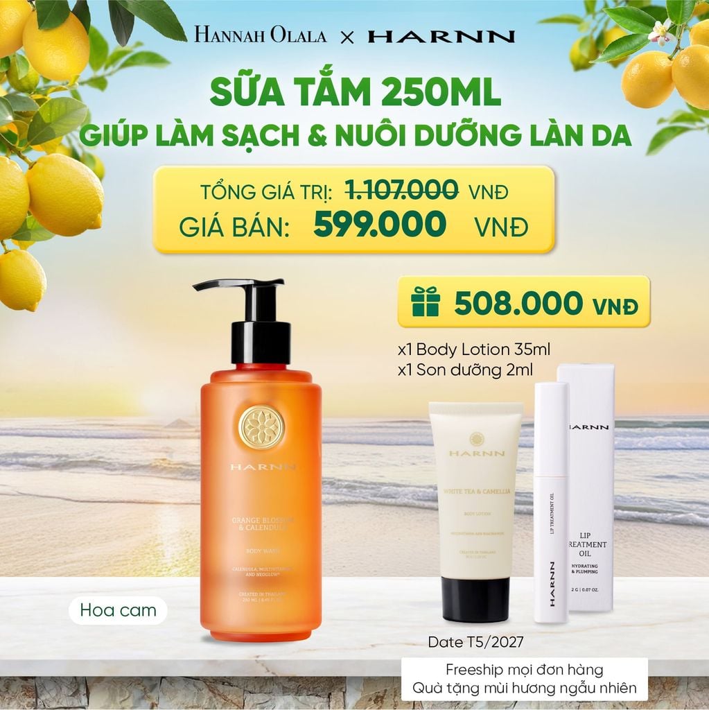  SỮA TẮM HARNN 250ML GIÚP LÀM SẠCH VÀ NUÔI DƯỠNG LÀN DA 