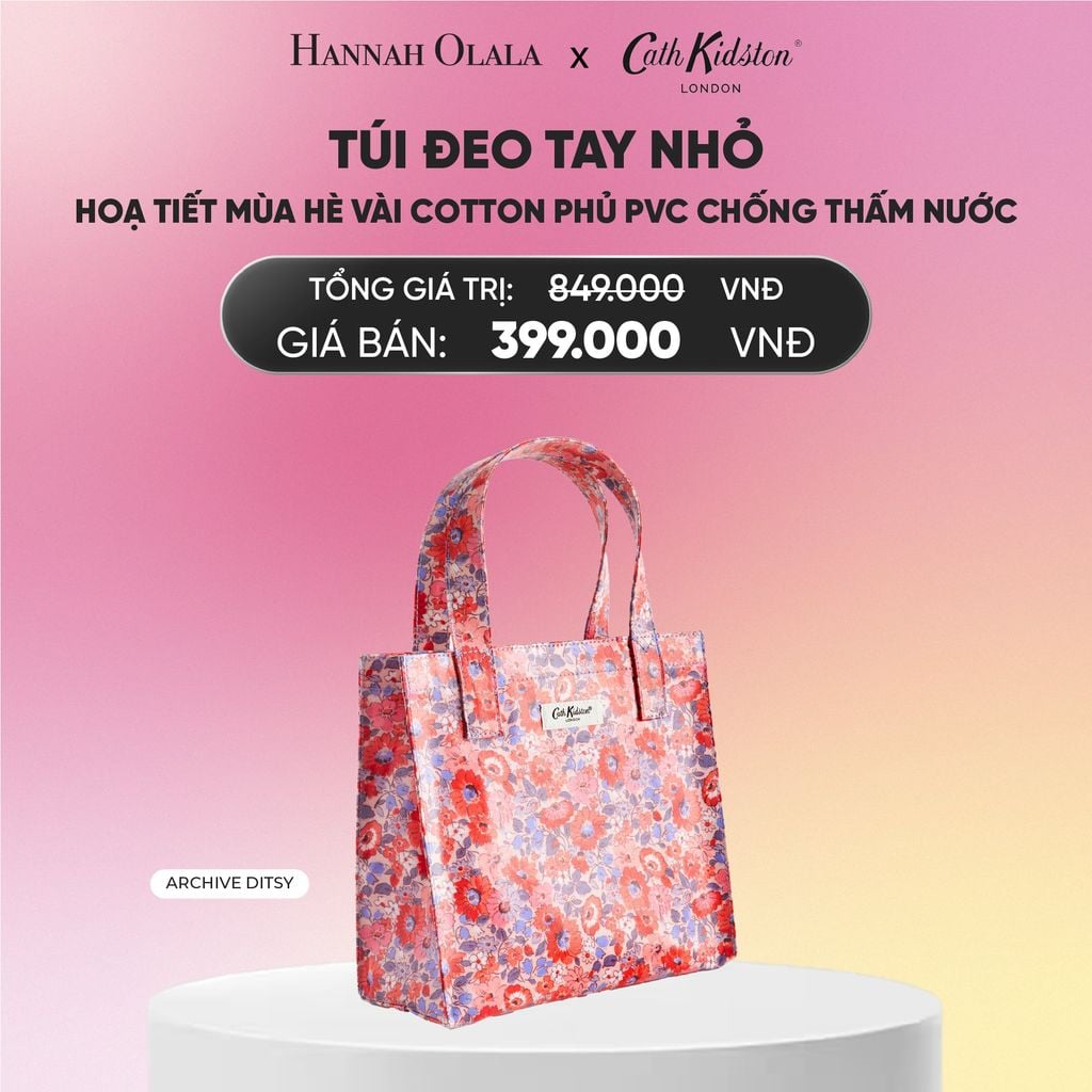  TÚI ĐEO TAY NHỎ CATH KIDSTON HOẠ TIẾT MÙA HÈ VÀI COTTON PHỦ PVC CHỐNG THẤM NƯỚC_A1964 