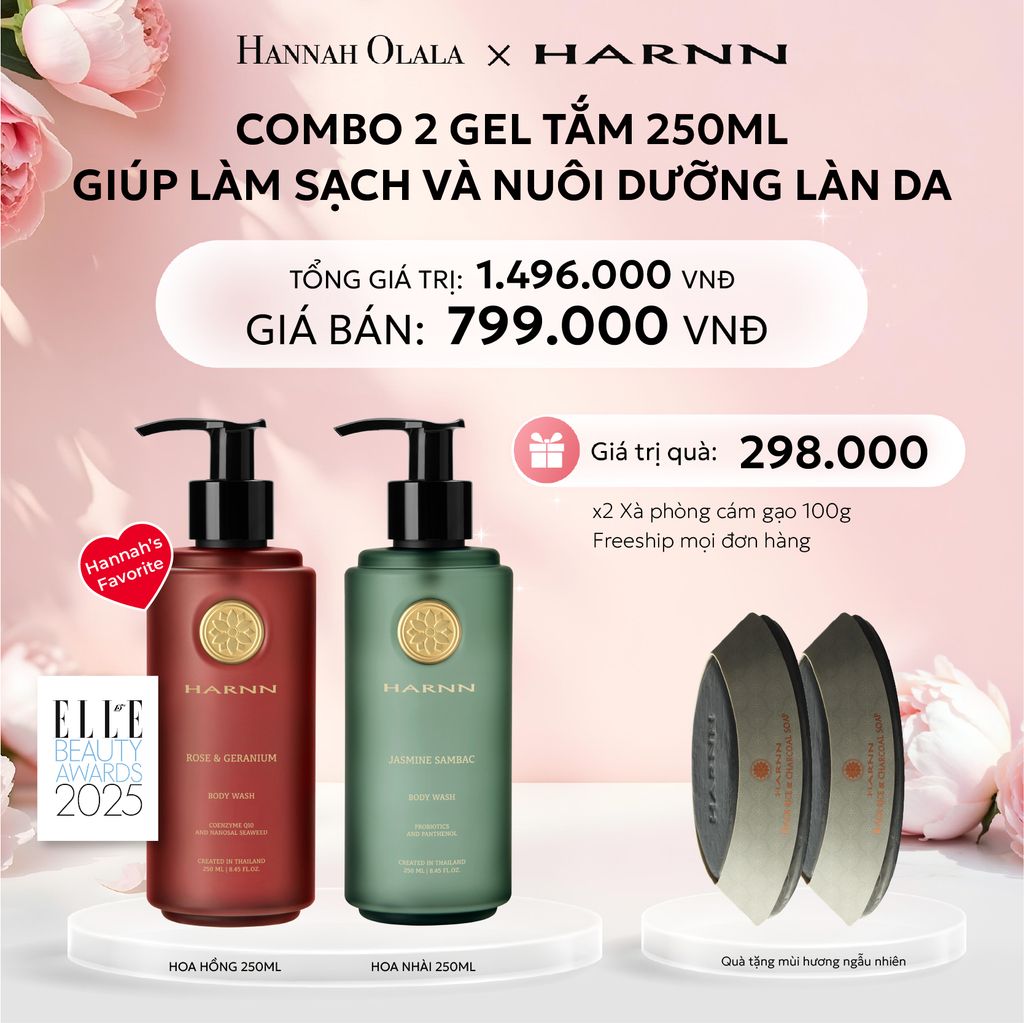  E998: DEAL 1: COMBO 2 GEL TẮM HARNN 250ML GIÚP LÀM SẠCH VÀ NUÔI DƯỠNG LÀN DA 