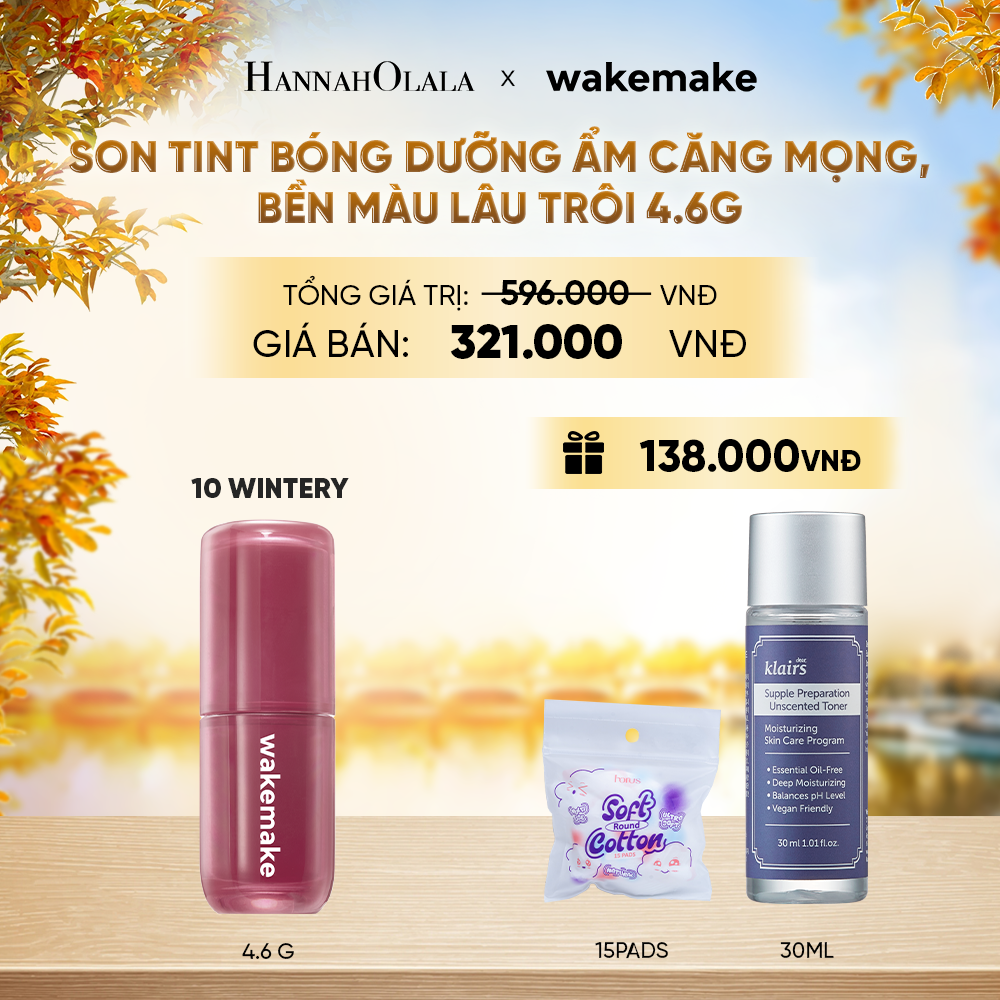  SON TINT BÓNG WAKEMAKE WATERFUL GLOW TINT DƯỠNG ẨM CĂNG MỌNG, BỀN MÀU LÂU TRÔI - E532 