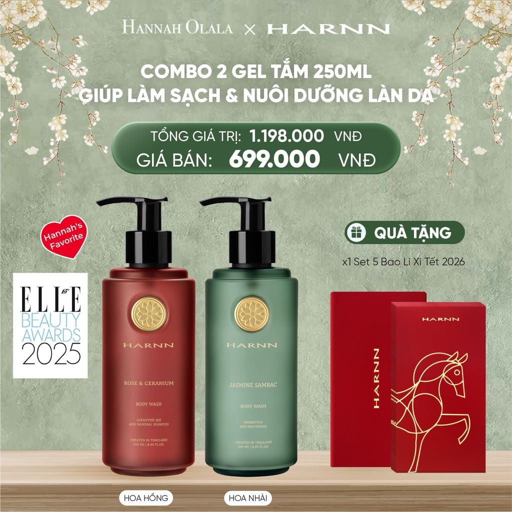  DEAL 1: [TẶNG SET 5 BAO LÌ XÌ HARNN] COMBO 2 GEL TẮM HARNN 250ML GIÚP LÀM SẠCH VÀ NUÔI DƯỠNG LÀN DA 