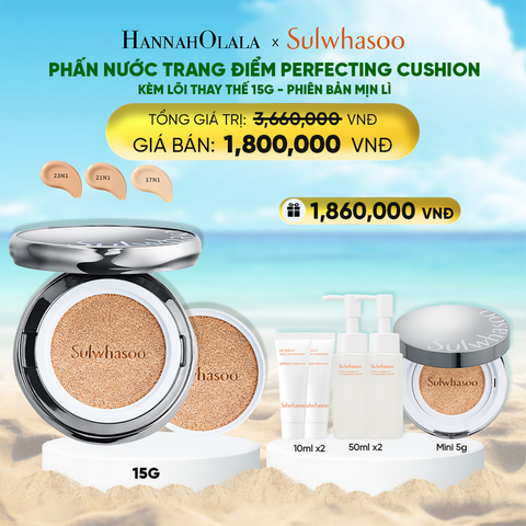  DEAL 5A: PHẤN NƯỚC TRANG ĐIỂM MỊN LÌ 24H (KÈM LÕI THAY THẾ) SULWHASOO PERFECTING CUSHION 15GX2 