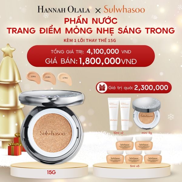  A286_DEAL 5B: PHẤN NƯỚC TRANG ĐIỂM MỎNG NHẸ SÁNG TRONG (KÈM LÕI THAY THẾ) SULWHASOO PERFECTING CUSHION AIRY 15GX2 