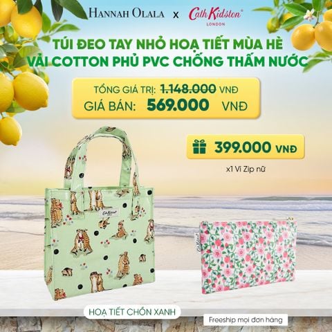  TÚI ĐEO TAY NHỎ CATH KIDSTON HOẠ TIẾT MÙA HÈ VÀI COTTON PHỦ PVC CHỐNG THẤM NƯỚC - A1108 