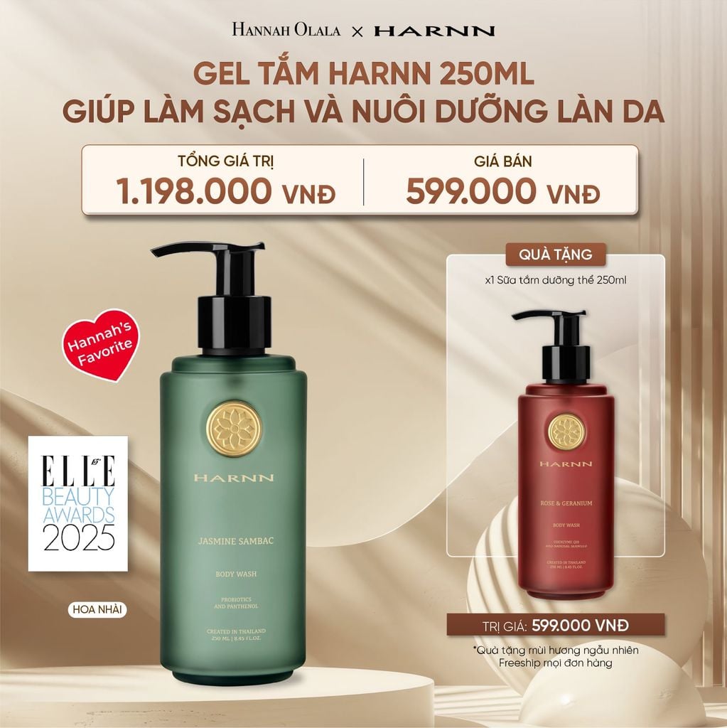  DEAL 28: [MUA 1 TẶNG 1] GEL TẮM HARNN 250ML GIÚP LÀM SẠCH VÀ NUÔI DƯỠNG LÀN DA 