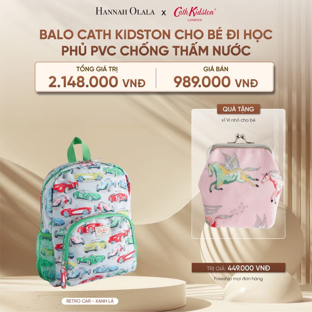  DEAL 1: BALO CATH KIDSTON CHO BÉ ĐI HỌC PHỦ PVC CHỐNG THẤM NƯỚC 