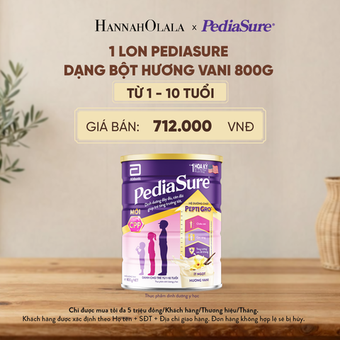  1 LON PEDIASURE DẠNG BỘT HƯƠNG VANI 800G (DÙNG CHO BÉ 1-10 TUỔI) - D33 