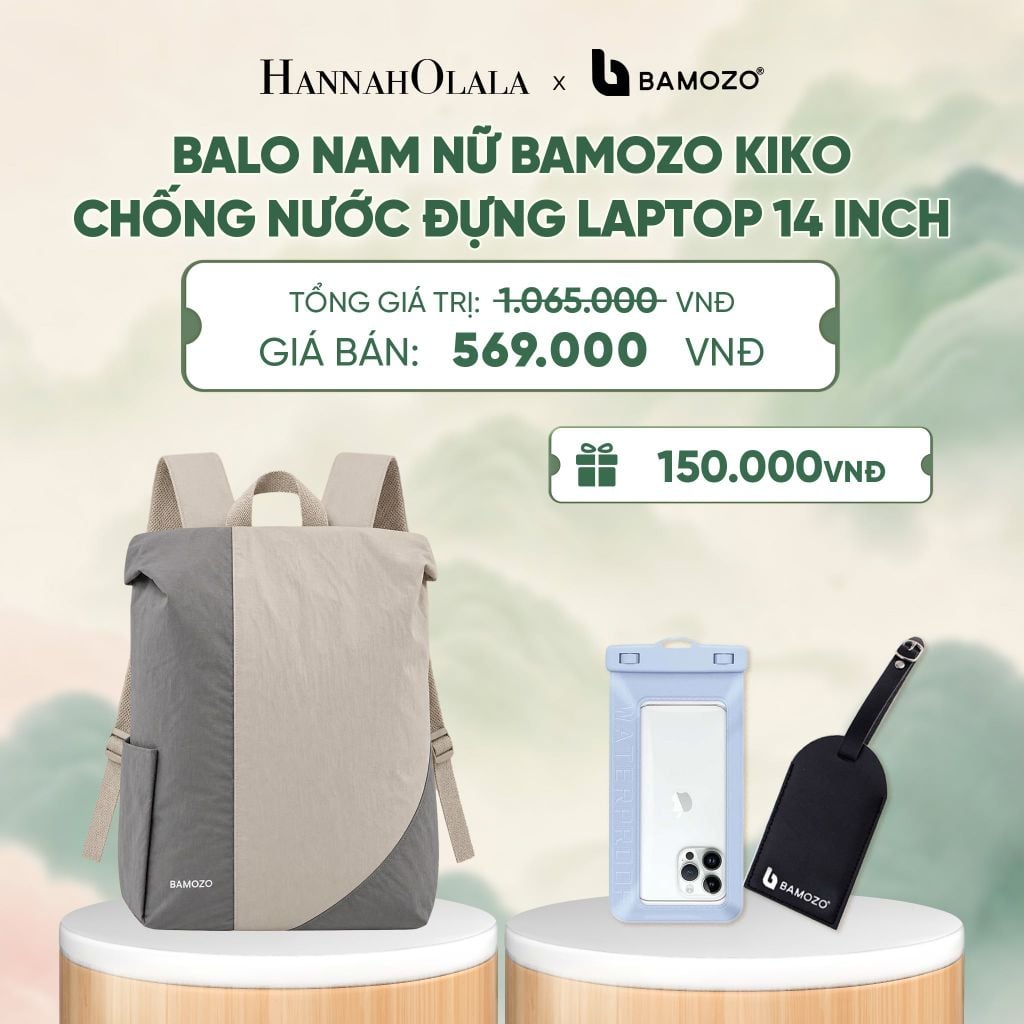  BALO NAM NỮ BAMOZO KIKO PHỐI MÀU CHỐNG NƯỚC ĐỰNG LAPTOP 14 INCH, BALO ĐI HỌC ĐI LÀM PHONG CÁCH HÀN QUỐC (TAG THẺ DA CHỐNG THẤT LẠC + TÚI ĐỰNG ĐIỆN THOẠI CHỐNG NƯỚC) - A732 