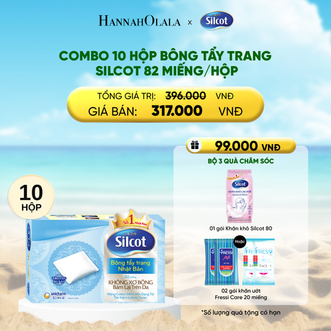  DEAL 1: COMBO 10 HỘP BÔNG TRANG ĐIỂM (BÔNG TẨY TRANG) SILCOT 82 MIẾNG/HỘP 