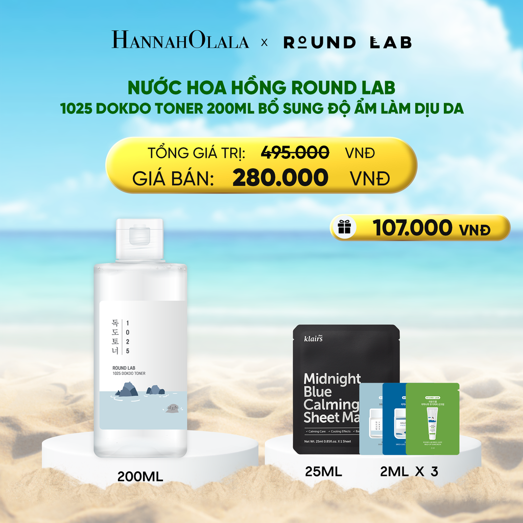  DEAL 1: NƯỚC HOA HỒNG ROUND LAB 1025 DOKDO TONER 200ML BỔ SUNG ĐỘ ẨM LÀM DỊU DA 