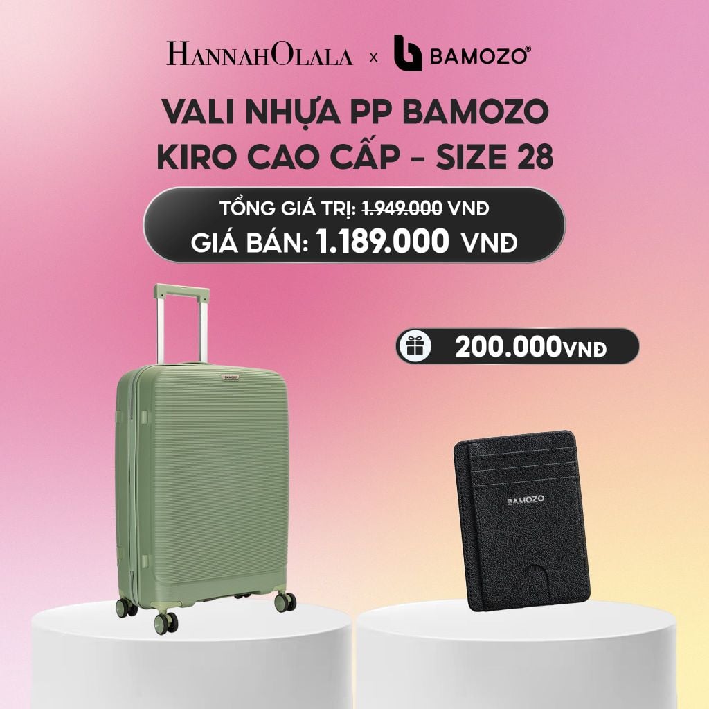  VALI BAMOZO KIRO NHỰA PP CAO CẤP CHỐNG VỠ, CHỐNG RẠCH (TẶNG VÍ THẺ DA CARD HOLDER BAMOZO)_A2252 