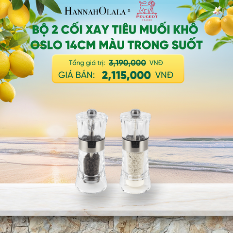  BỘ 2 CỐI XAY TIÊU MUỐI KHÔ OSLO 14CM
MÀU TRONG SUỐT - A2564 