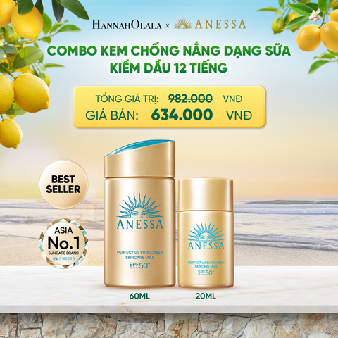  COMBO SỮA CHỐNG NẮNG DƯỠNG DA KIỀM DẦU BẢO VỆ HOÀN HẢO ANESSA GOLD MILK SPF50+ PA++++ 60ML + 20ML - DEAL 1 
