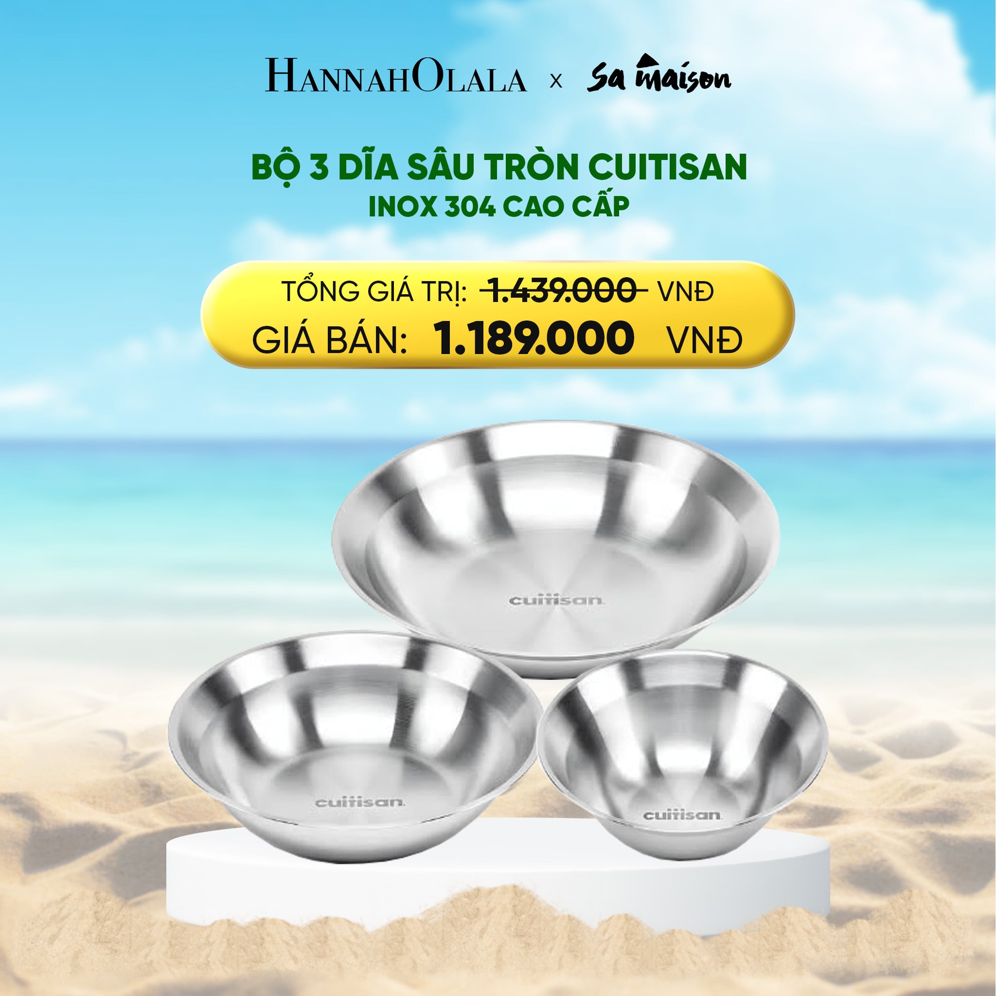 Bộ 3 Dĩa Sâu Tròn Inox CUITISAN EC11-043S3