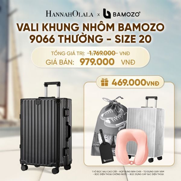  VALI BAMOZO KHUNG NHÔM 9066 BẢN THƯỜNG (TẶNG BỌC VALI TRONG SUỐT + TAG HÀNH LÝ DA + TÚI ĐỰNG GIÀY + GỐI CHỮ U THƯỜNG) - A1606 
