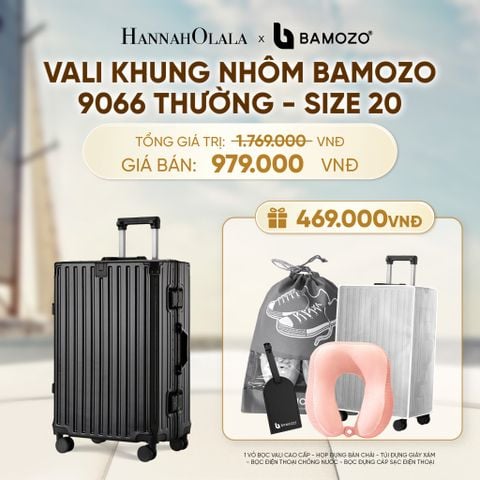  VALI BAMOZO KHUNG NHÔM 9066 BẢN THƯỜNG (TẶNG BỌC VALI TRONG SUỐT + TAG HÀNH LÝ DA + TÚI ĐỰNG GIÀY + GỐI CHỮ U THƯỜNG) - A1606 